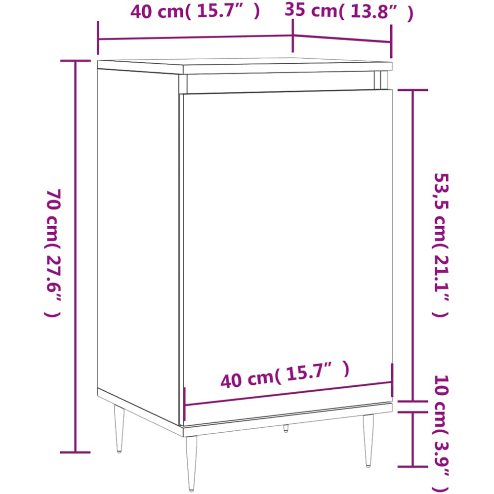 vidaXL Single Door Smoked Oak Sideboard Image 6