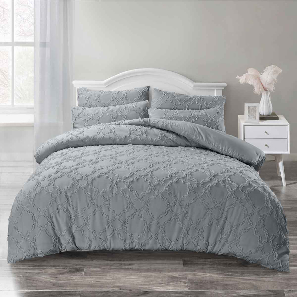 Intimates Ophelia Single Grey Tufted Duvet Set Image