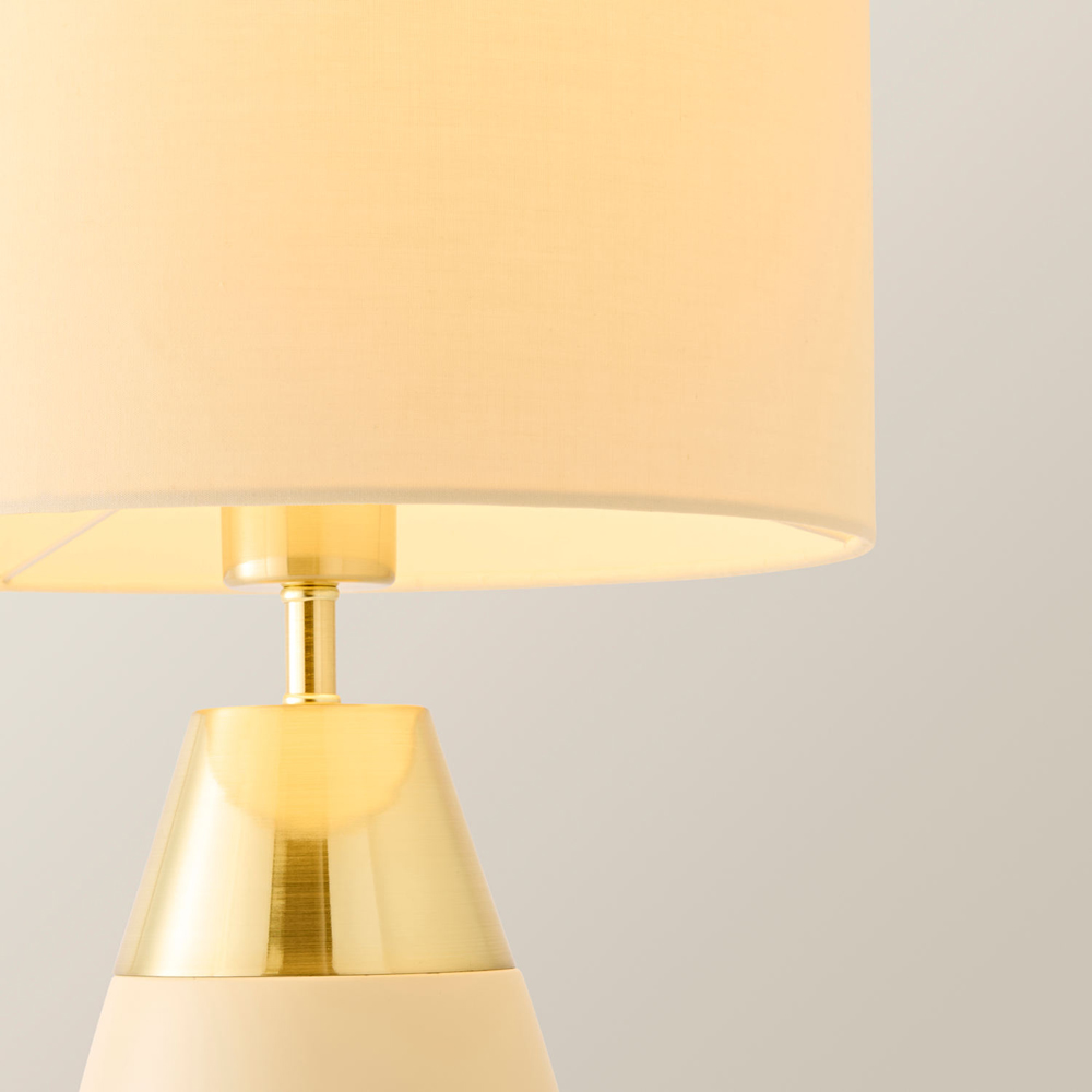 ValueLights Hurst Cream Drum Shade Touch Table Lamp with Bulb Image 4