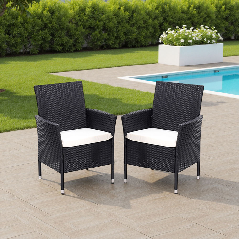 Living and Home Set of 2 Rattan Chair with Cushioned Seat Image 8