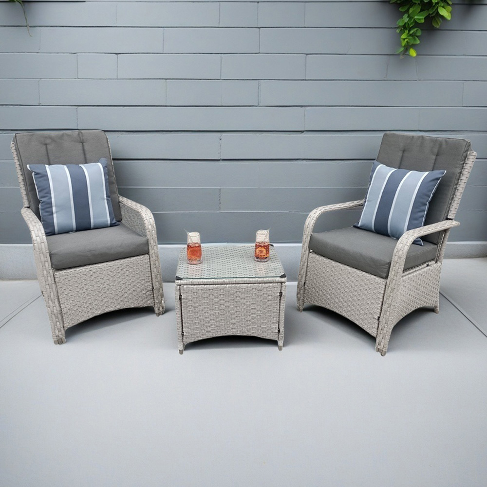 Outdoor Living Leigh 2 Seater Natural Wicker Rattan Bistro Set with Outdoor Cushion Image 1