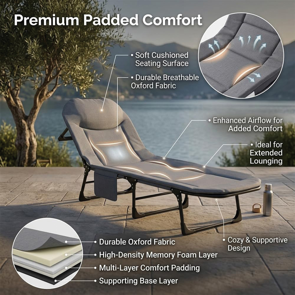 Alivio Grey Adjustable Recliner Sun Lounger Chair Bed Image 5