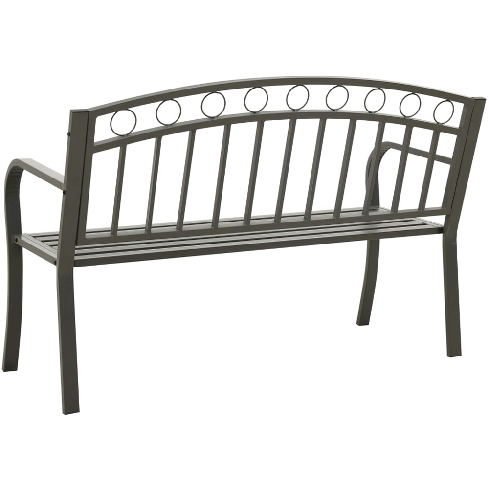 vidaXL 2 Seater Grey Powder Coated Steel Garden Bench Image 4