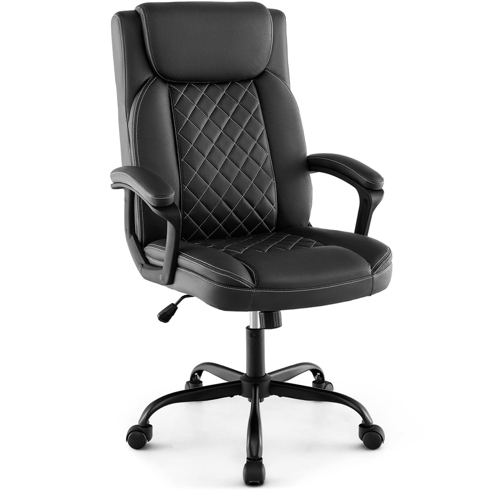 Costway Black Padded Armrests Swivel Office Chair Image 2