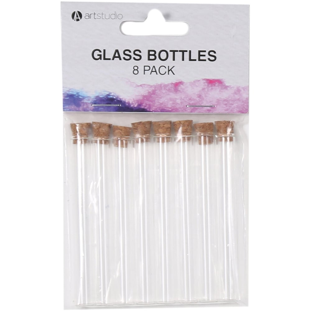 Art Studio Glass Bottle with Cork Stopper 8 Pack Image