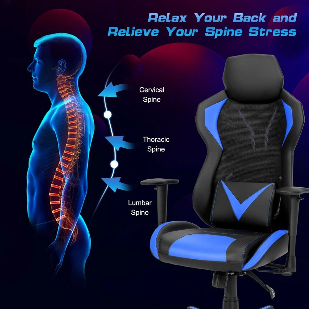 Costway Blue Ergonomic Gaming Chair Image 8