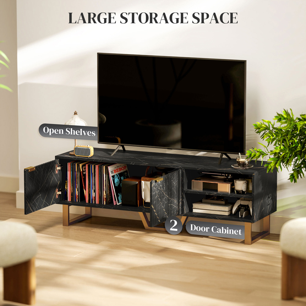 HOMCOM 2 Door 2 Shelf Black TV Unit Image 8