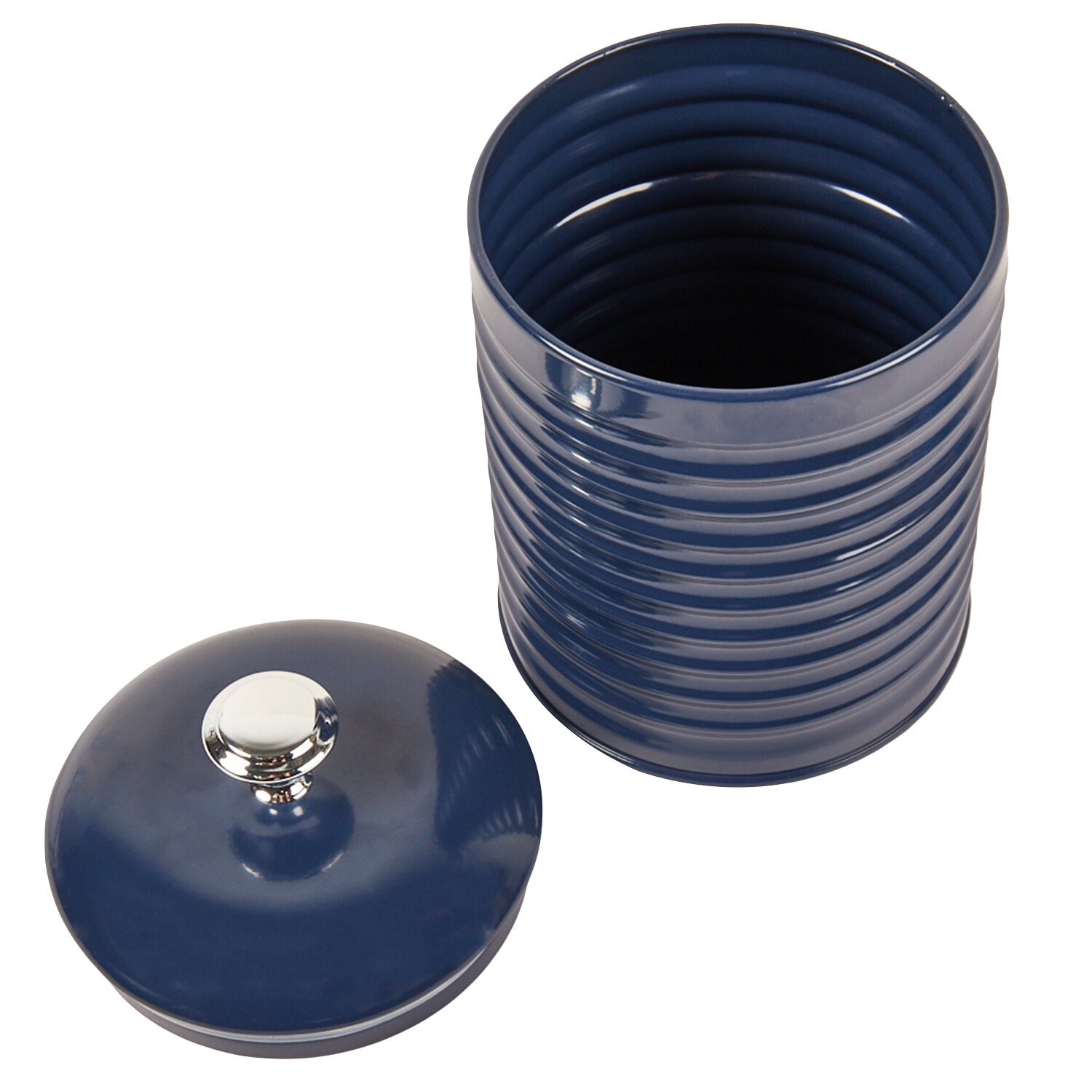 Navy Round Ribbed Canister - Navy Image 3