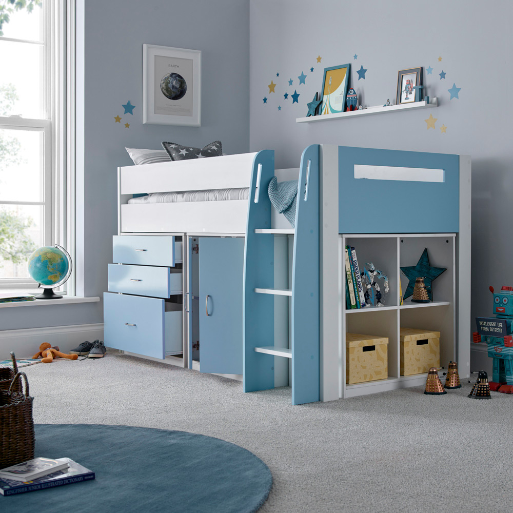 Bedmaster Lacy Blue Storage Mid Sleeper with Memory Foam Mattress Image 9