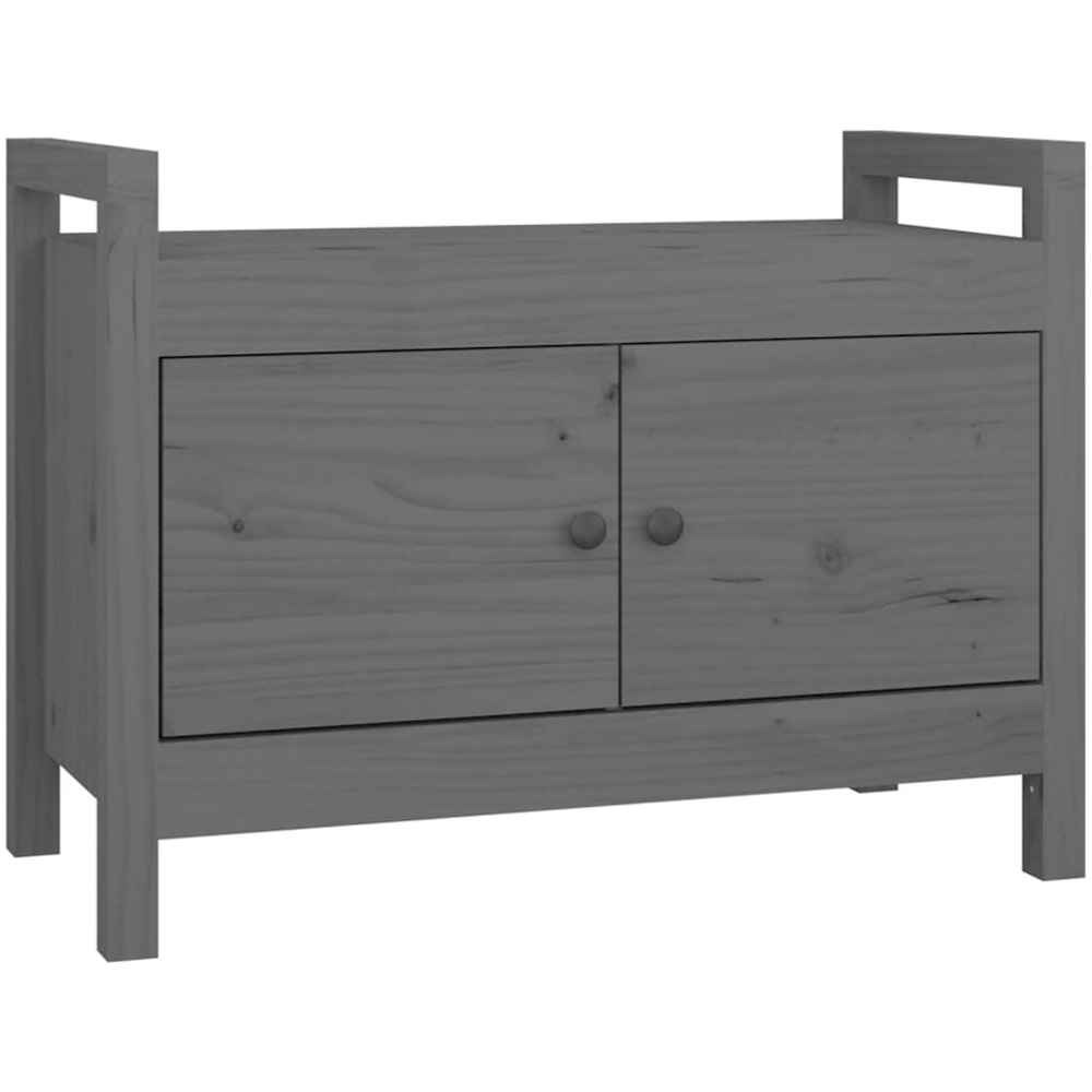 vidaXL 2 Door Grey Solid Wood Pine Hall Bench Image 2