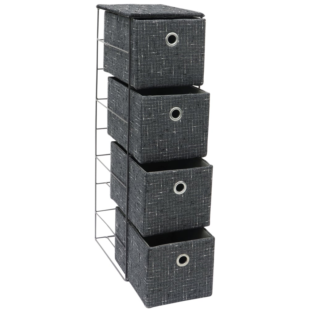 JVL Shadow 4 Drawer Narrow Fabric Storage Tower Image 3