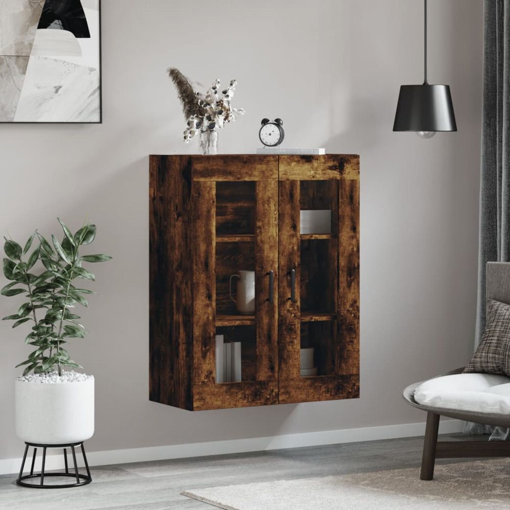 vidaXL 2 Door 3 Shelf Smoked Oak Wall Mounted Cabinet Image 3