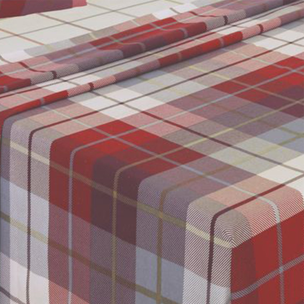 Serene Lomond Single Red Brushed Cotton Check Flannelette Fitted Bed Sheet Image 2