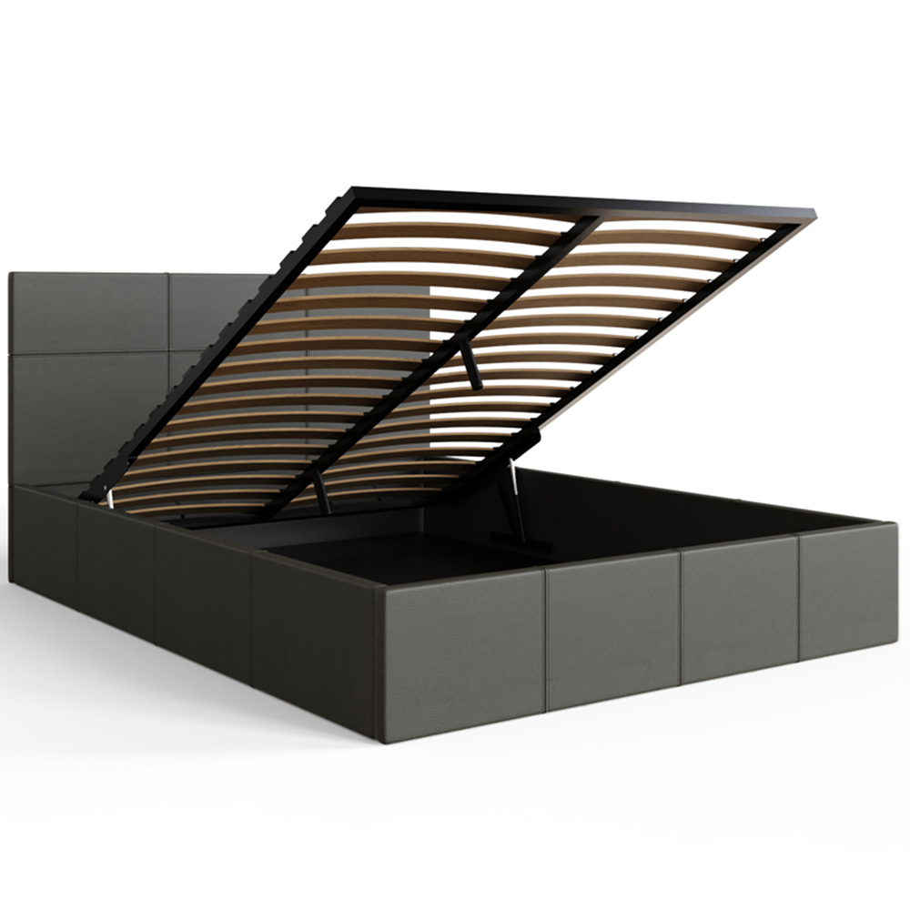 GFW Small Double Grey Faux Leather End Lift Ottoman Bed with Bonnell Mattress Image 4