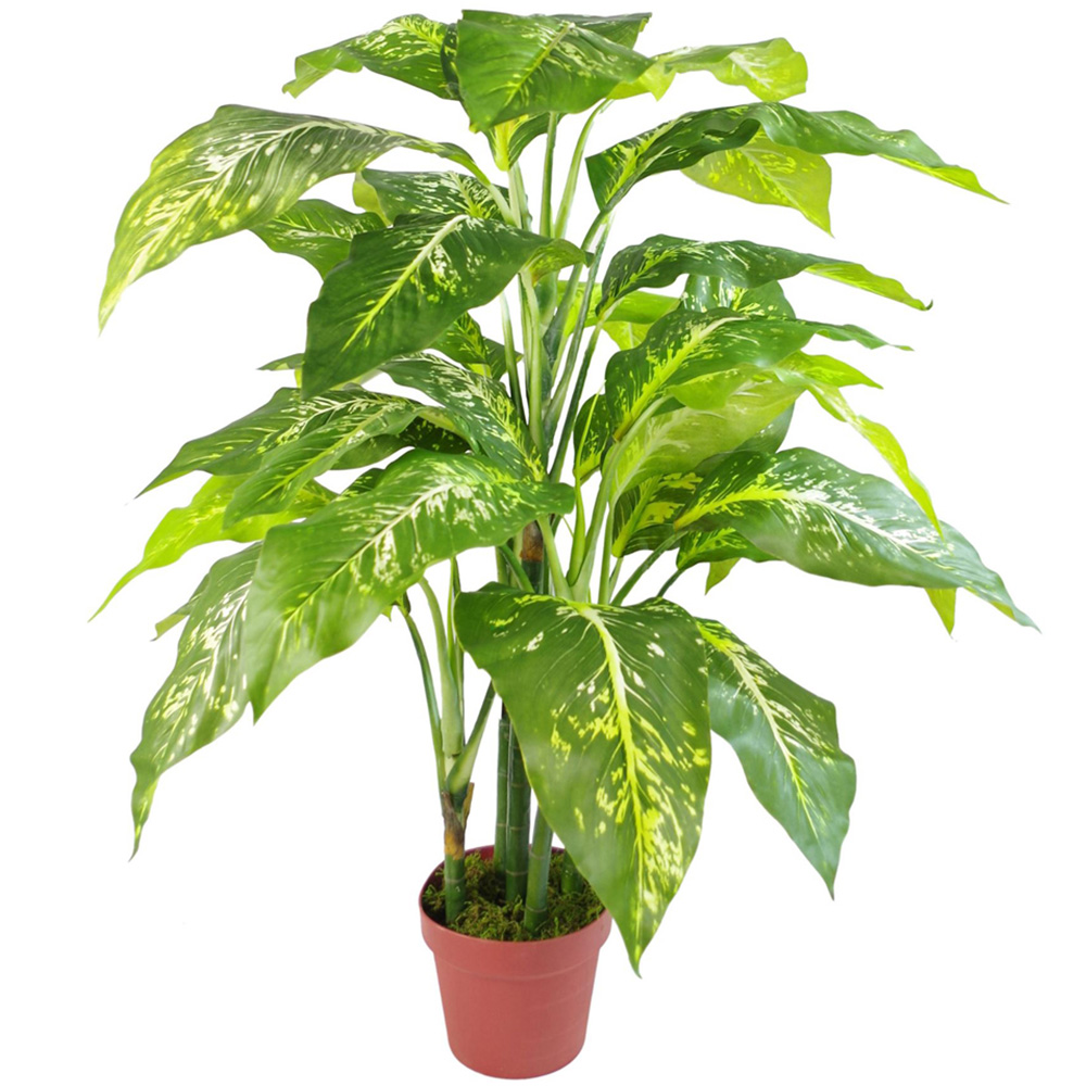 Leaf Artificial Aglaonema Tree in Gold Planter 3.2ft Image 2