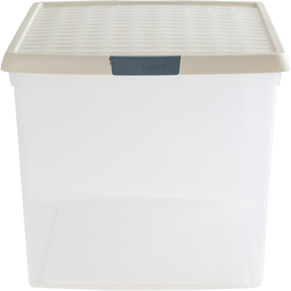 Wham Clip 62L Clear Stone and Slate Grey Rectangular Storage Box with Lid 3 Pack Image 4