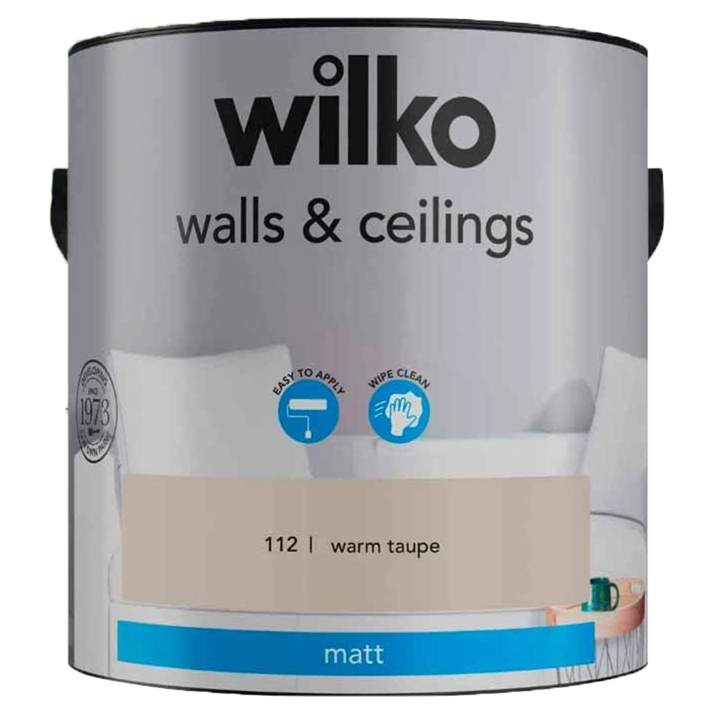 Wilko Walls & Ceilings Warm Taupe Matt Emulsion Paint 2.5L Image 2