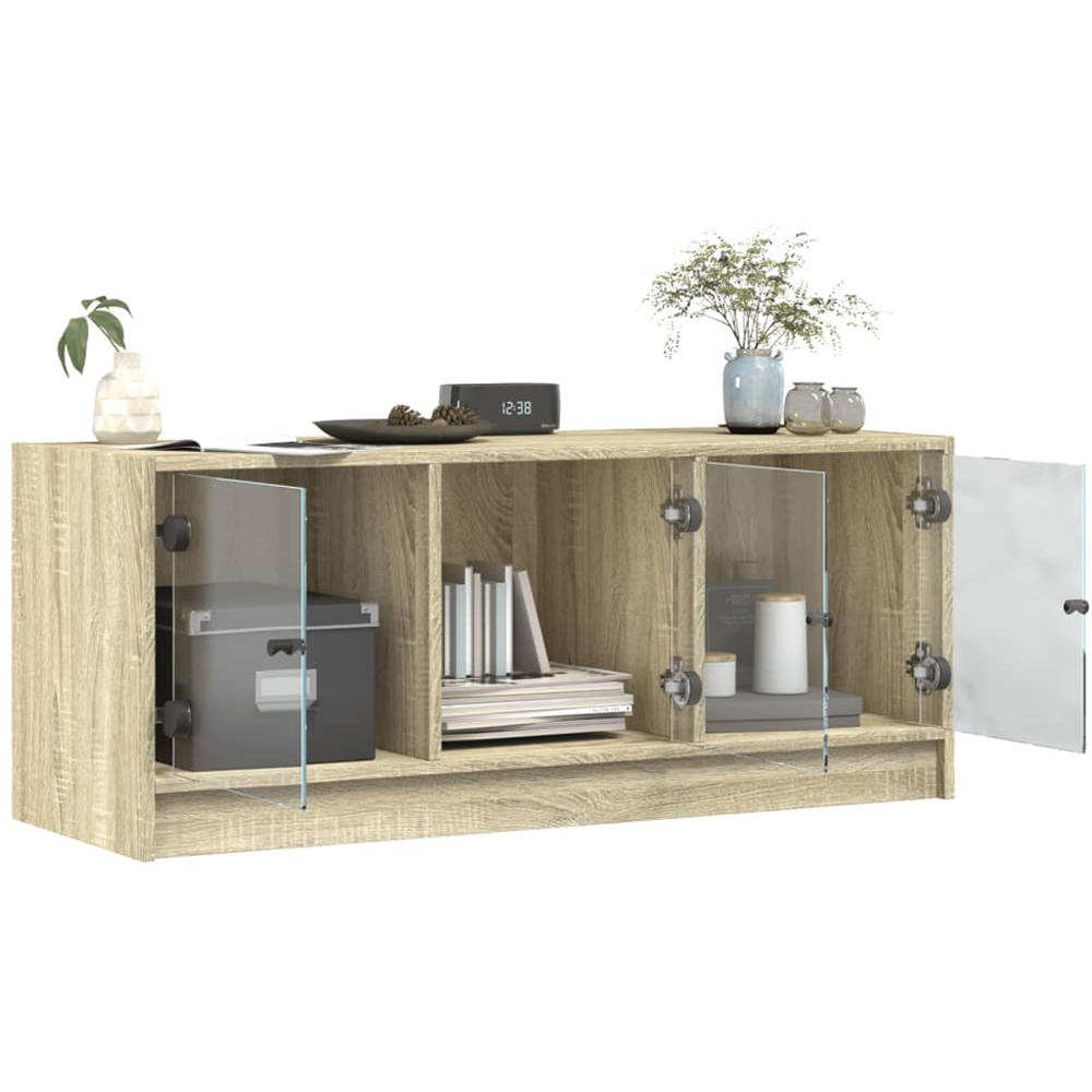 vidaXL 3 Glass Door Sonoma Oak TV Cabinet Image 5