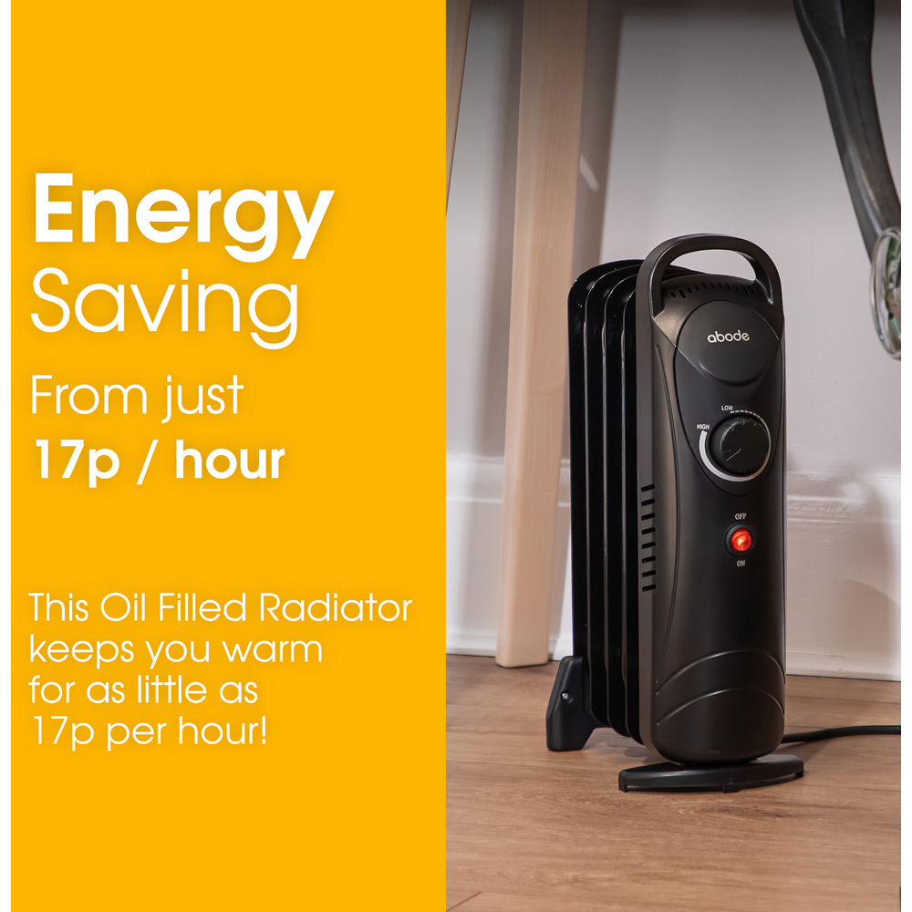 Abode AOFR5001B Black 5-Fin Oil Filled Radiator 650W Image 3