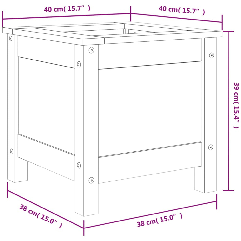 vidaXL Black Solid Pine Wood Raised Garden Planter 39 x 40 x 40cm Image 8
