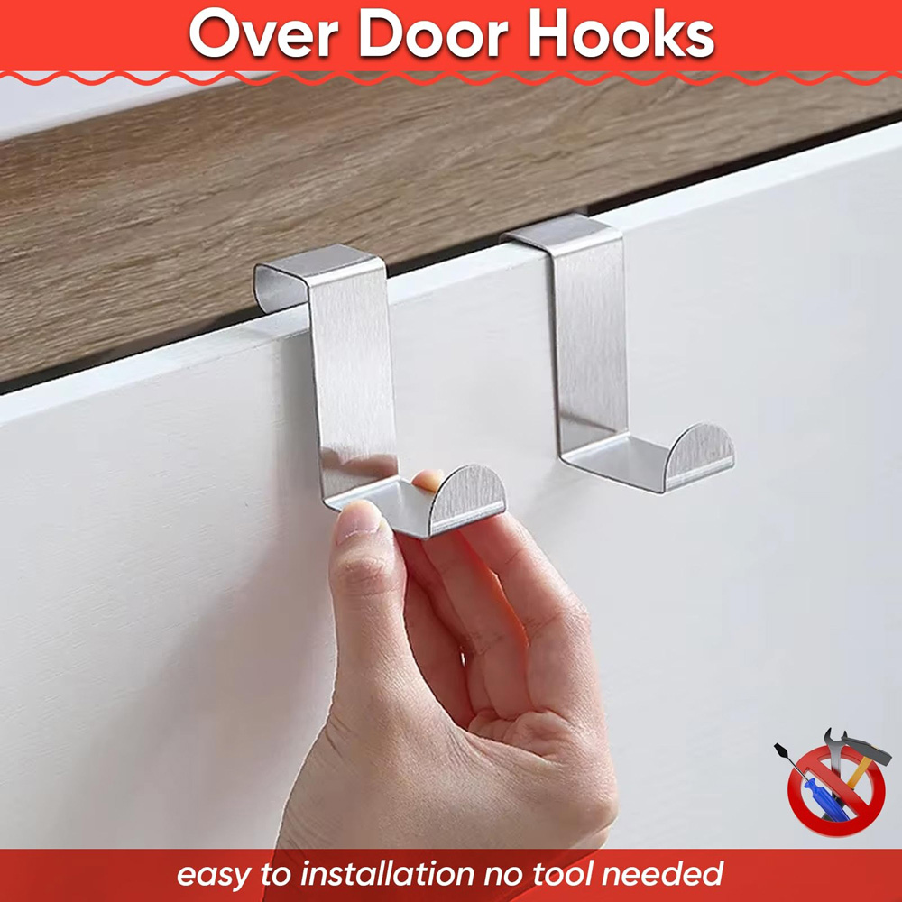 ATEK Stainless Steel Reversible Over Door Hook 10 Pack Image 8