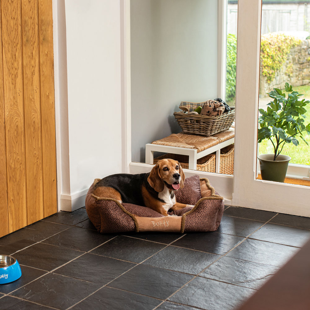 Bunty Kensington Medium Brown Fleece Fur Cushion Dog Bed Image 2