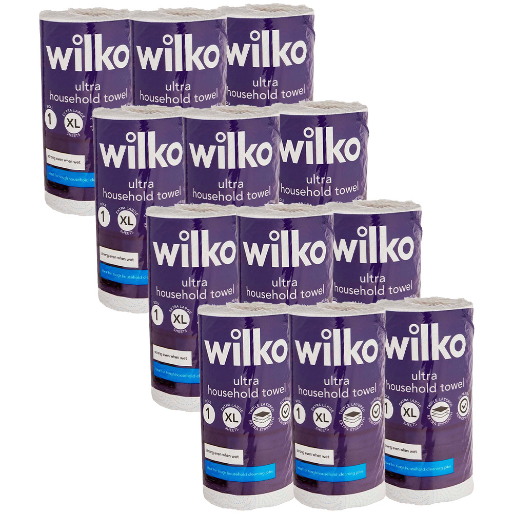 Wilko Extra Large Ultra Household Towel 1 Roll 3 Ply Case of 12 Image 1