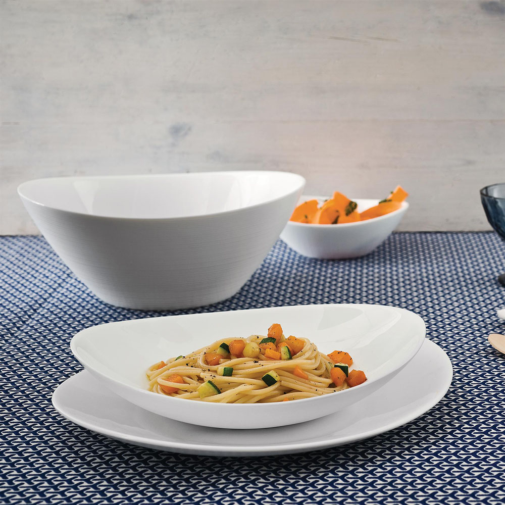 Bormioli Rocco Prometeo White Oval Glass Salad Bowl 25cm 6 Pack Image 2