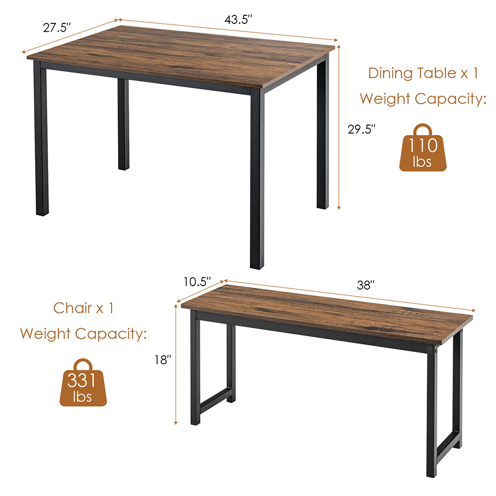 Costway 4 Seater Dining Breakfast Table Set Coffee Image 9