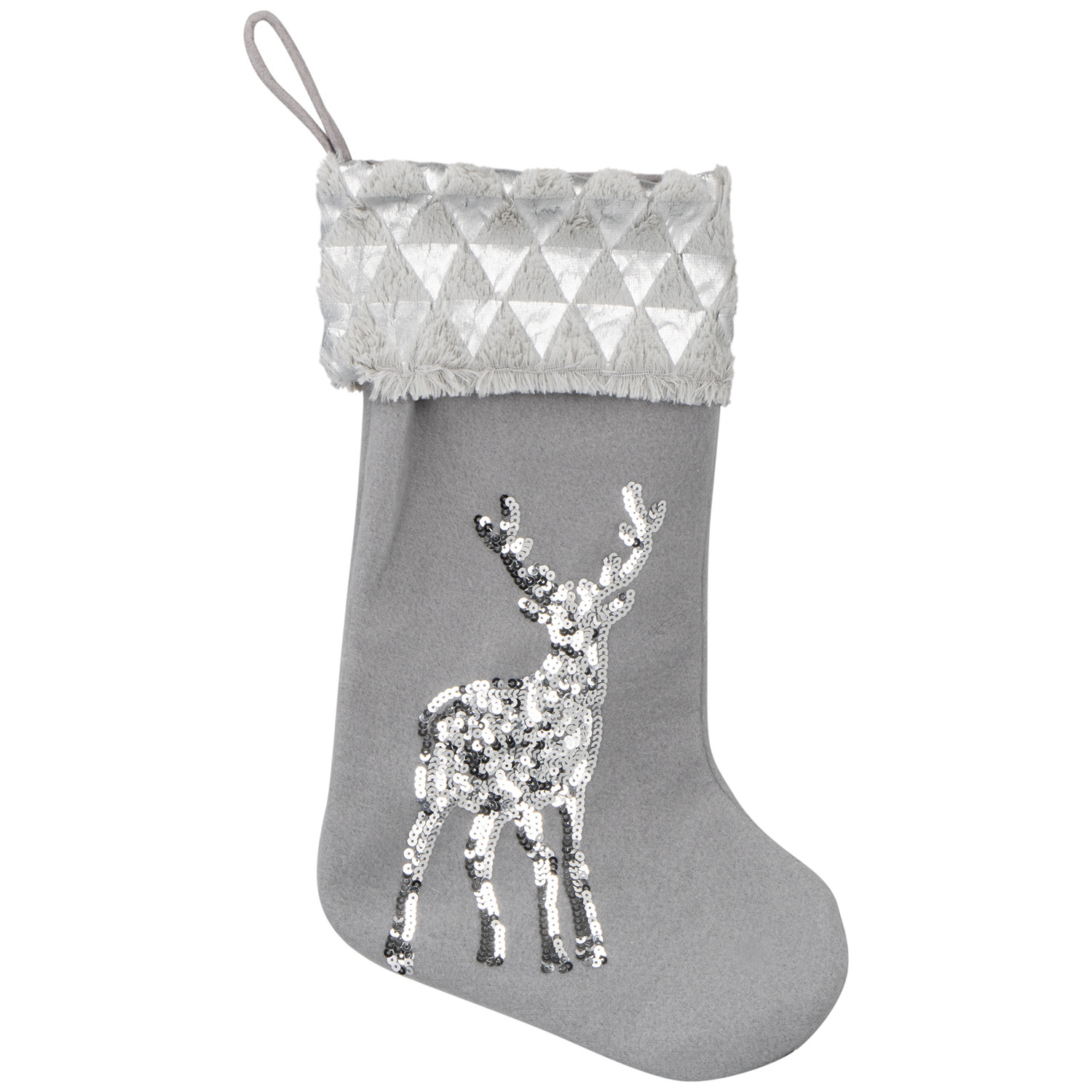 Silver Reindeer Stocking Christmas Decoration Image