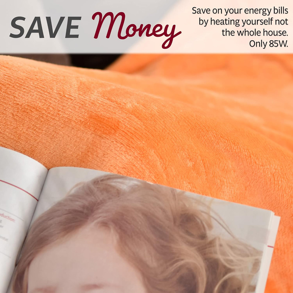 GlamHaus Dark Orange Heated Blanket 160 x 130cm Image 8