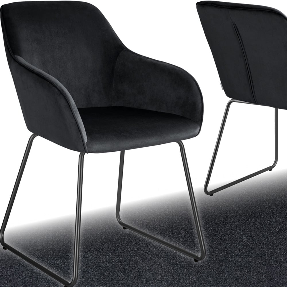 tectake Jeane Black Velvet Look Dining Chair Image 2