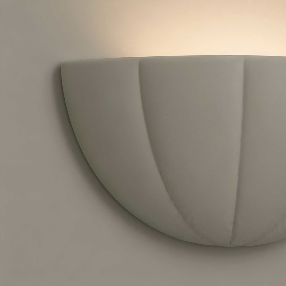 ValueLights Leonardo Moss Green Ceramic Scallop LED Flush Wall Light with Bulb Image 3