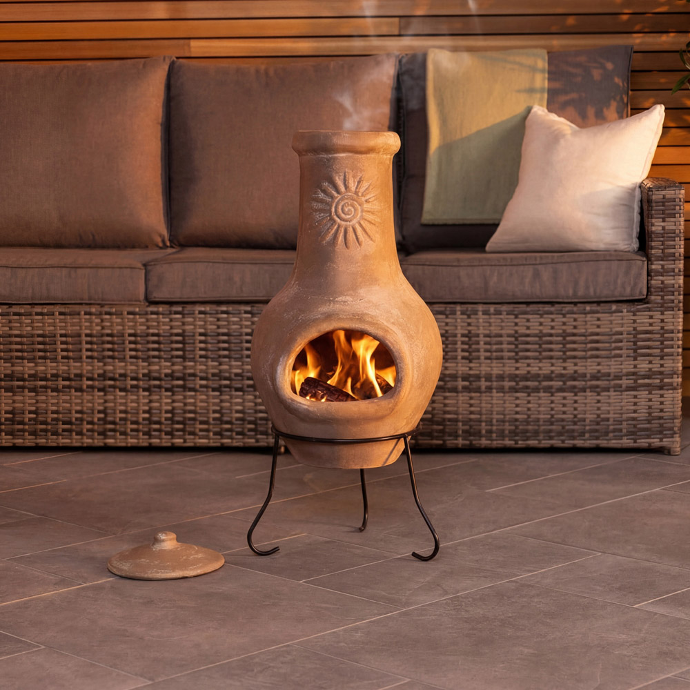 Charles Bentley Snug Belem Sun Design Medium Natural Clay Chiminea Image 5