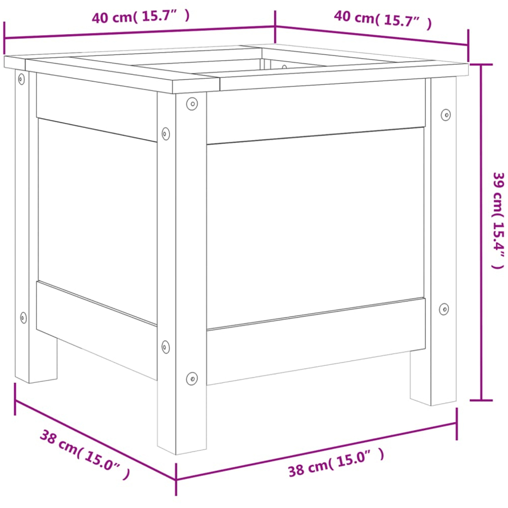 vidaXL Brown Solid Douglas Wood Garden Planter 39 x 40 x 40cm Image 8