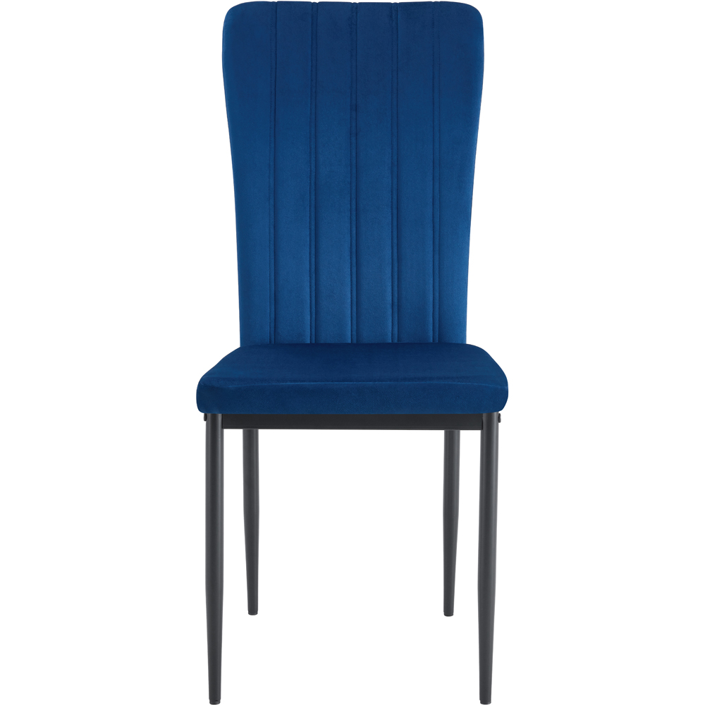wilko Elle Set of 2 Blue Velvet Effect Plush Padded Upholstered Dining Chair Image 3