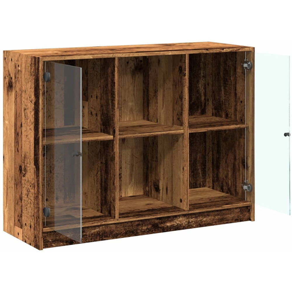 vidaXL 2 Glass Door 2 Shelf Old Wood Sideboard Image 7