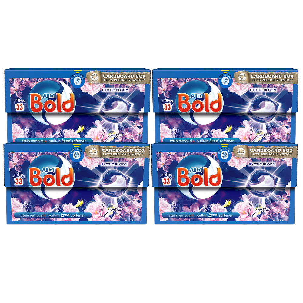 Bold All in 1 Pods Exotic Bloom Washing Liquid Capsules 33 Washes Case of 4 Image 1