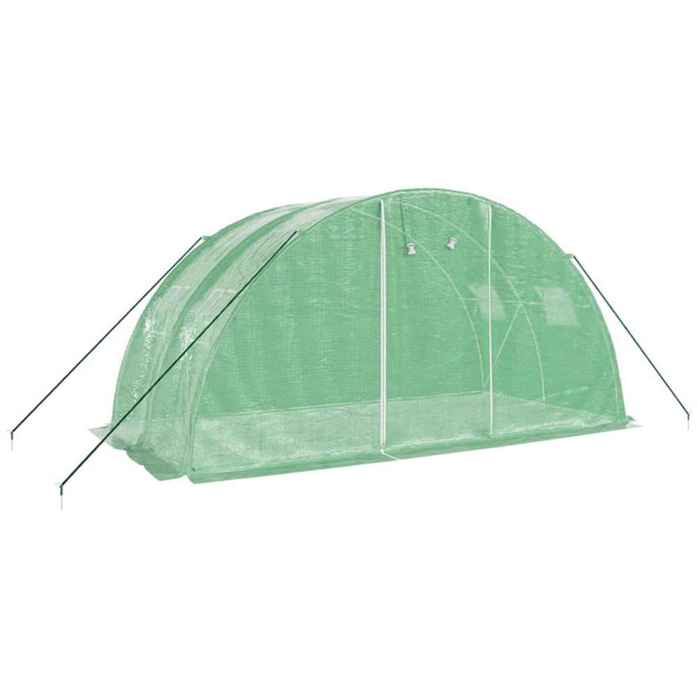 vidaXL Green Polyethylene Galvanised Steel Frame 13.1 x 6.5ft Greenhouse Image 3