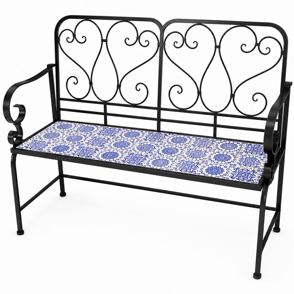 Shatchi Porto Mosaic 2 Seater Garden Bench Image 2