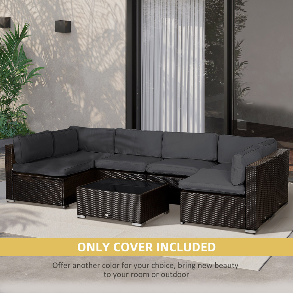 Outsunny Dark Grey Garden Rattan Sofa Cushion Cover 14 Pack Image 6