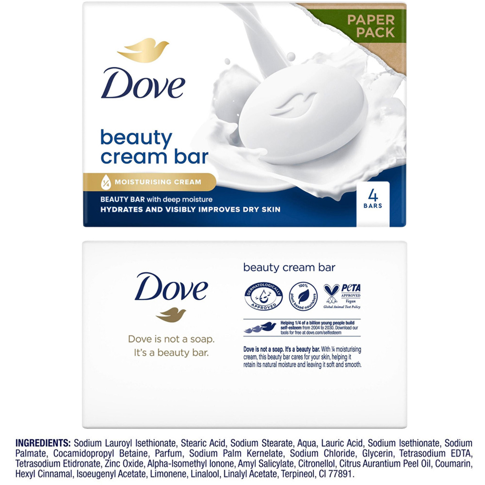 Dove Original Deep Moisture Soft and Smooth Skin Beauty Cream Bar 4 x 90g 6 Pack Image 7