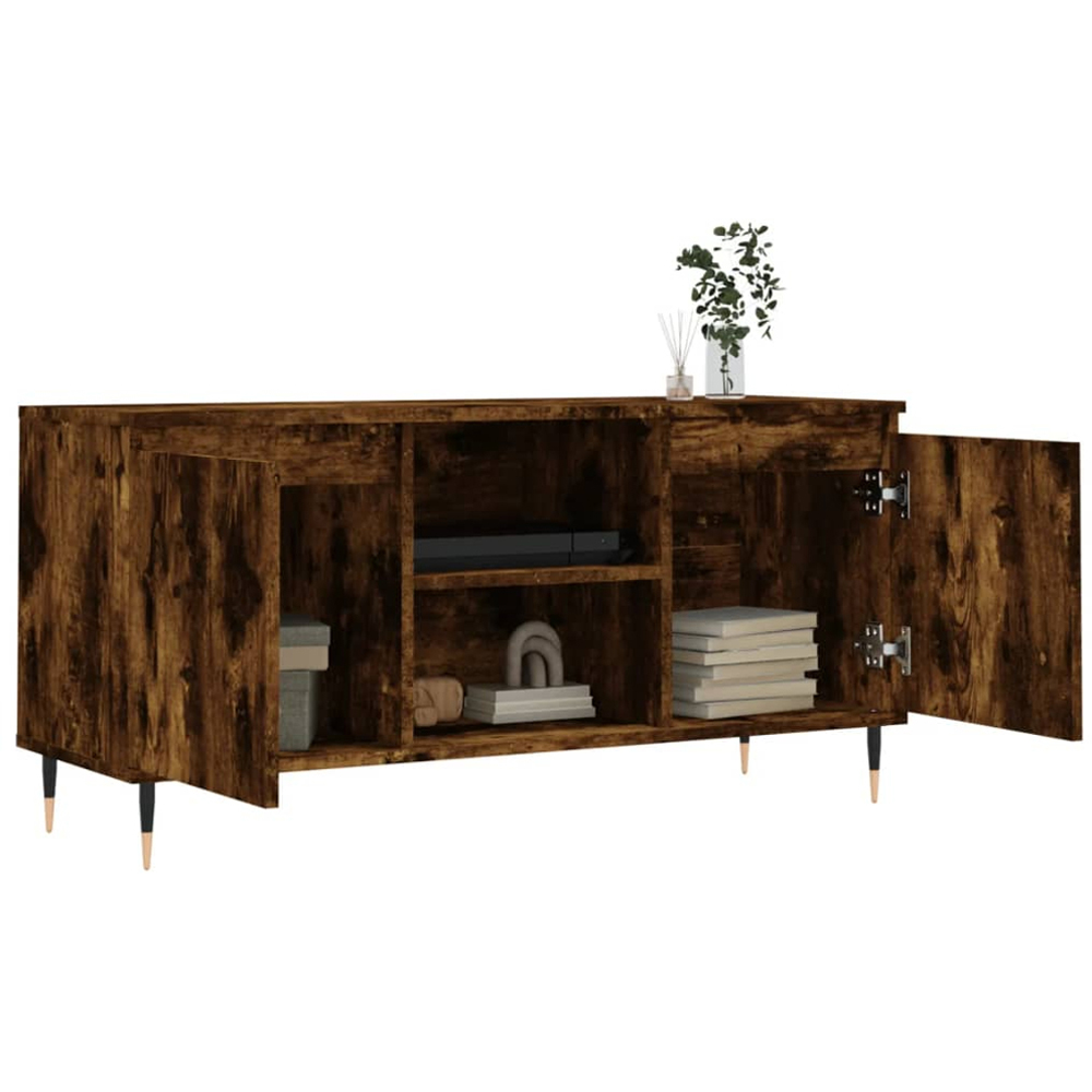 vidaXL 2 Door 2 Shelf Smoked Oak TV Cabinet Image 4