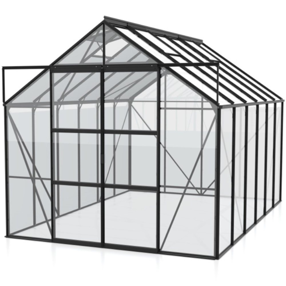 Vitavia Jupiter 9900 Black Frame Tough Glass 8 x 12ft Greenhouse Image 1
