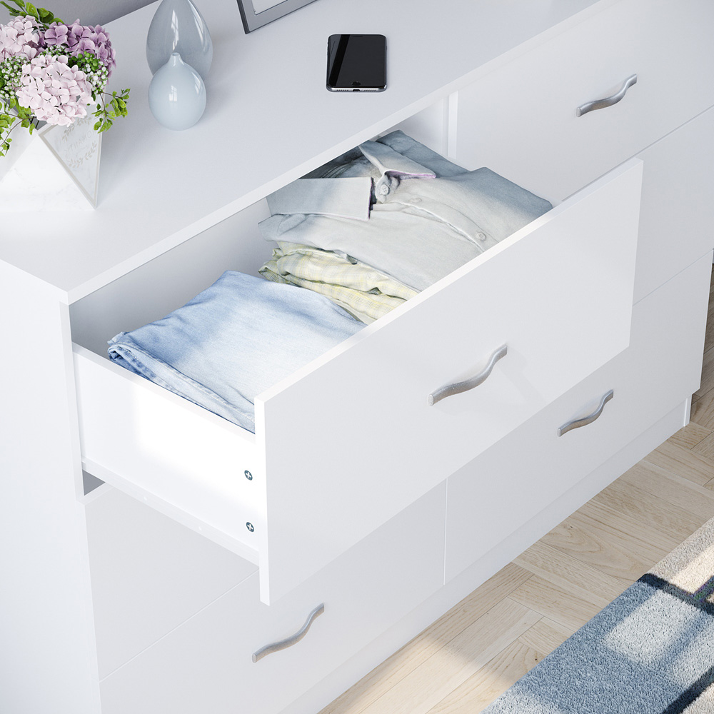 VIDA DESIGNS Riano 6 Drawer White Chest of Drawers with Metal Handles Image 5