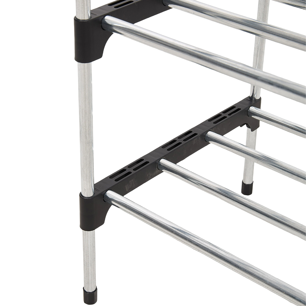 H&O Direct 10 Shelf Silver Metal Shoe Rack Image 3