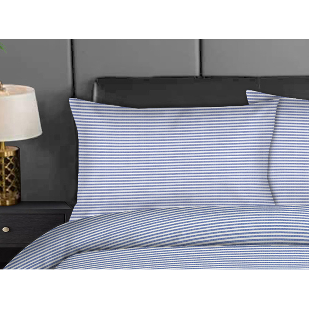 Bellissimo Home Double White and Navy Salcombe Stripe Duvet Cover Set Image 2