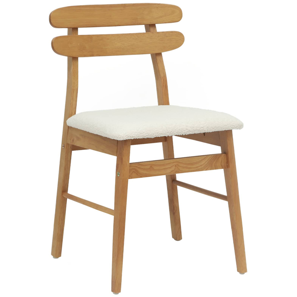 vidaXL Set of 2 Natural and White Rubberwood Rectilinear Vintage Dining Chairs Image 2