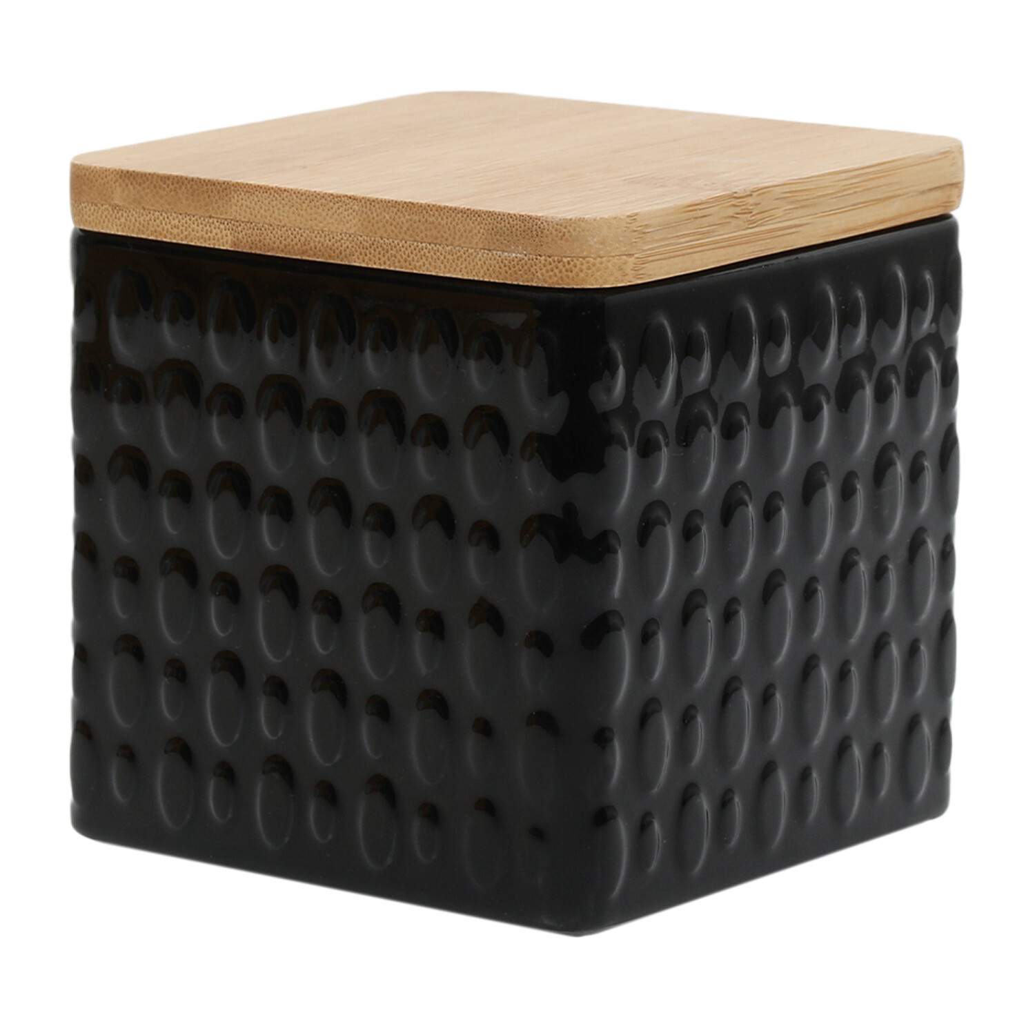 Black Embossed Drops Square Canister Image