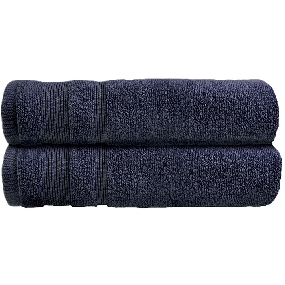 Allure Bath Fashions Luxury Zero Twist Egyptian Cotton Navy Bath Towel 2 Pack Image 1